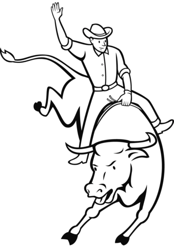339x480 Rodeo Bull Riding Coloring Page Free Printable Coloring Pages