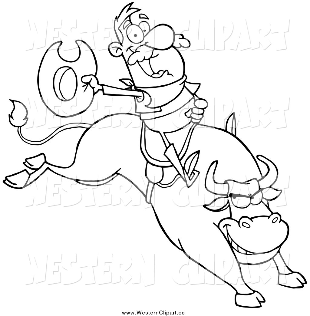 1024x1044 Vector Cliprt Of Blacknd White Happy Rodeo Cowboy On