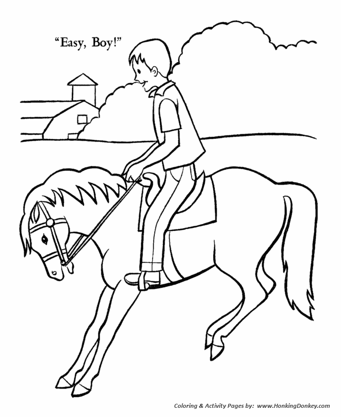 670x820 Horse Coloring Pages Boy On Bucking Horse Coloring Page