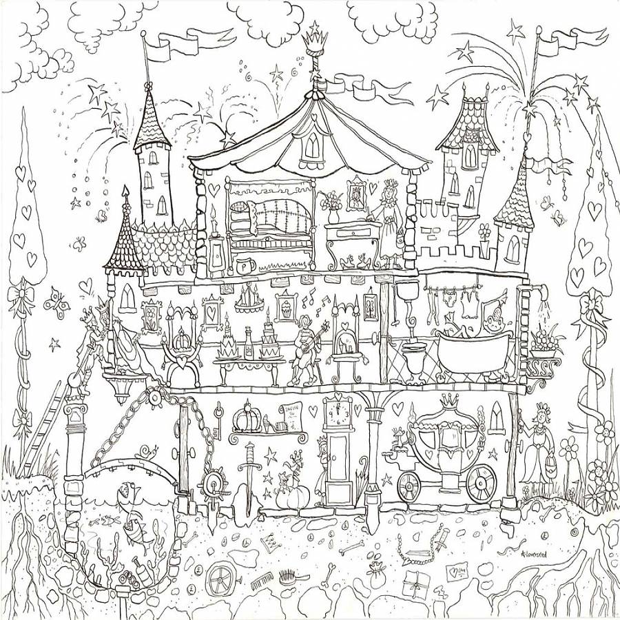 900x900 Princess Palace Colouring In Poster Coloring Books And Craft
