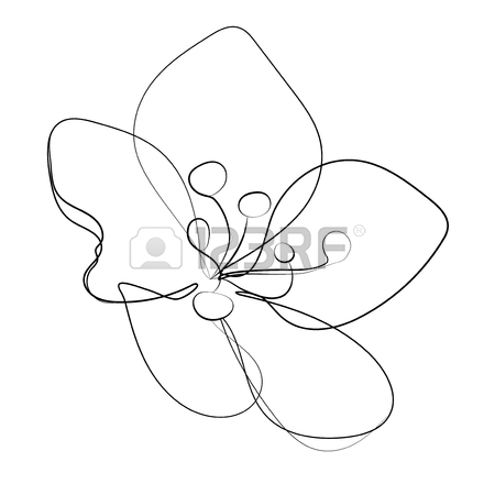 450x450 Stylized Sakura Flower Icon. Flower Bud Of Cherry. Linear Art