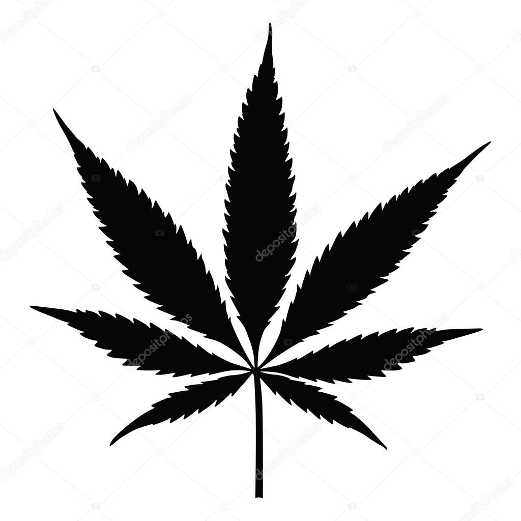 1024x1024 Vector Cannabis Leaf Silhouette. Marijuana. Stock Vector
