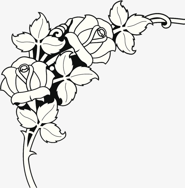 650x661 Chinese Decorative Painting Rose Bud, Line Drawing, Rose