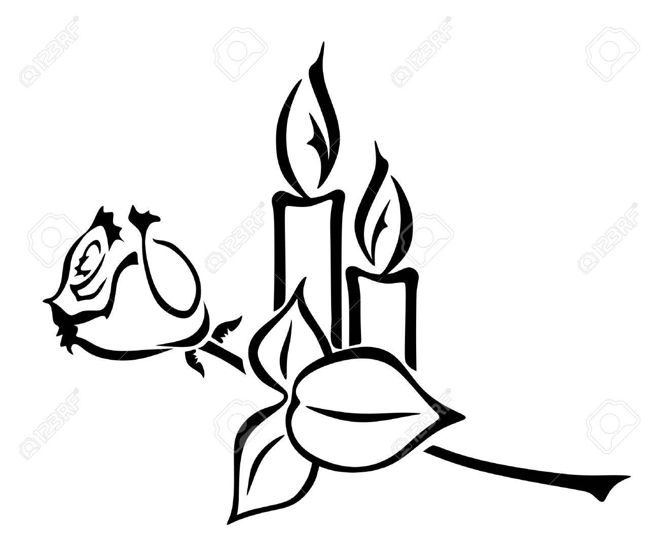1300x1100 Illustration Of Two Candles And A Rose Royalty Free Cliparts
