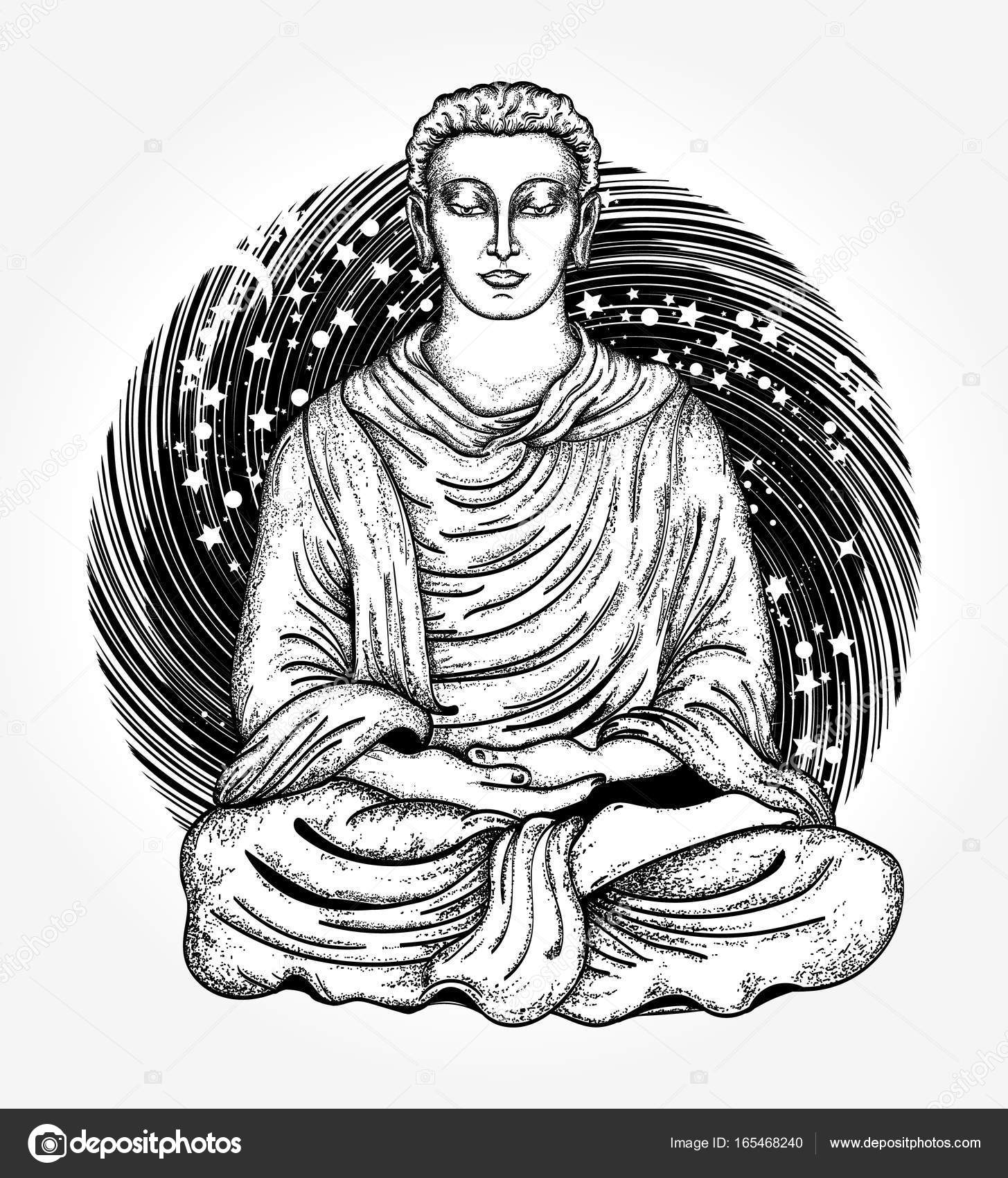 1455x1700 Buddha Tattoo And T Shirt Design. Space Buddha Tattoo Art Stock