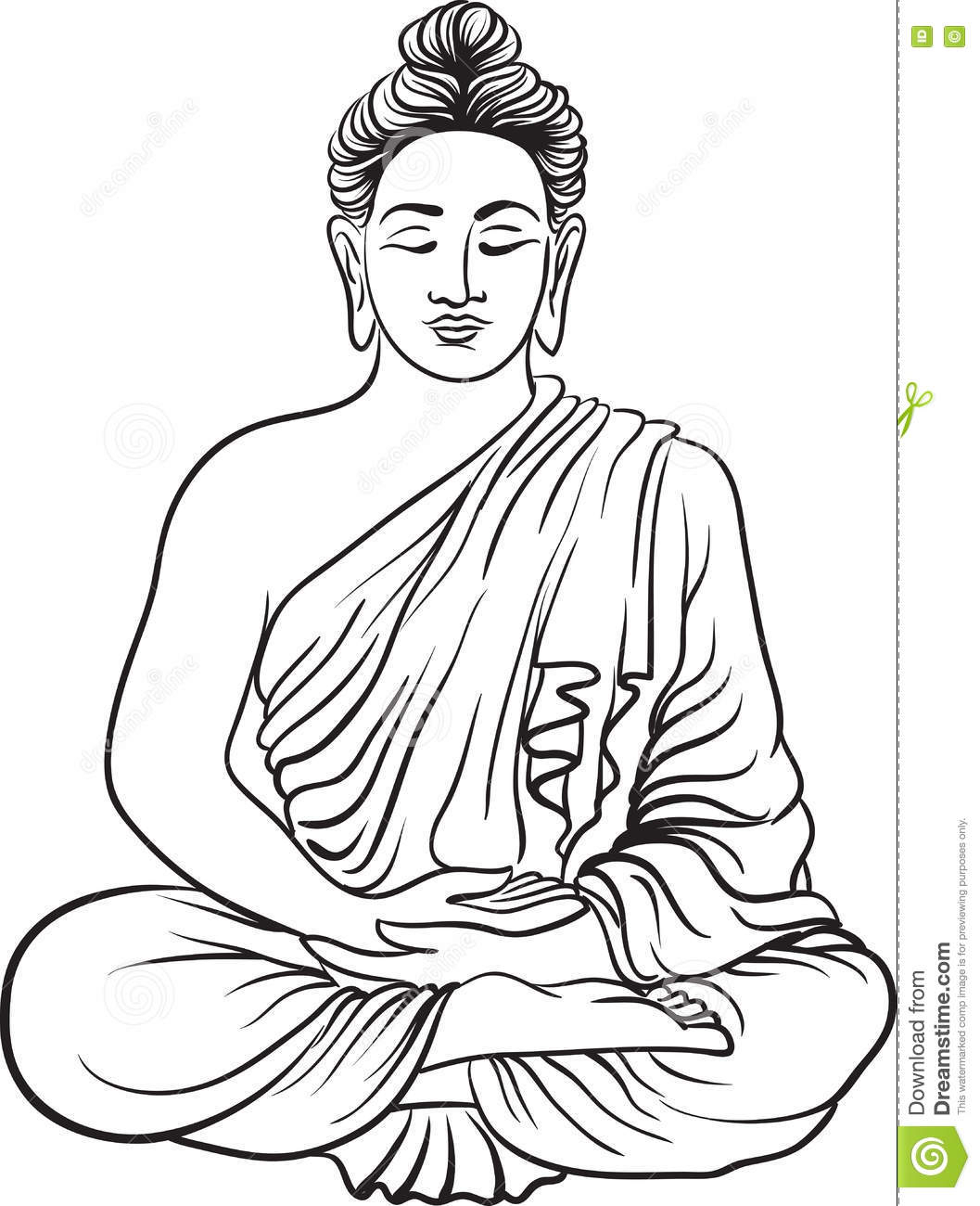 1057x1300 Drawing Of A Buddha Drawing Of A Buddha Statue Stock Vector. Image