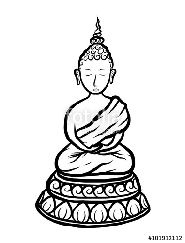 382x500 Buddha Cartoon Vector And Illustration, Black And White, Hand