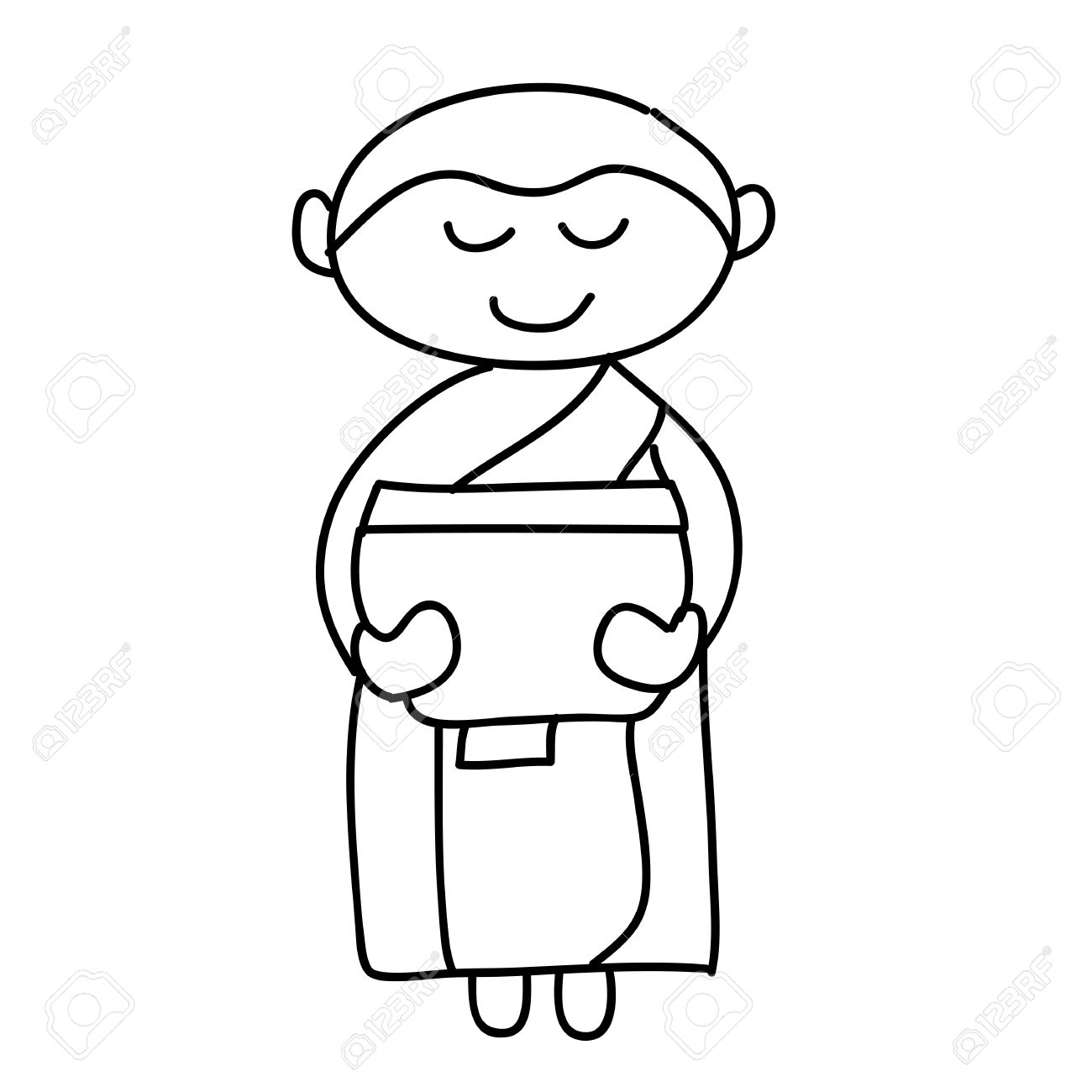 1300x1300 Buddha Cartoon Drawing Buddhist Monk Cartoon Stock Photo, Picture