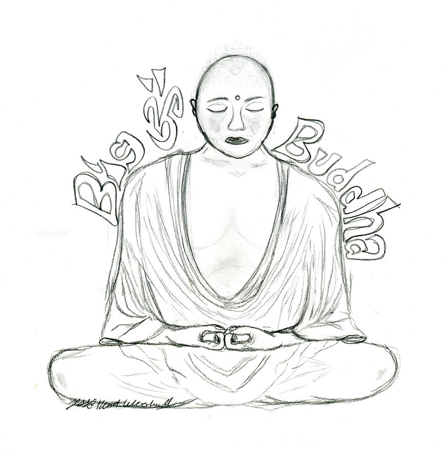 863x900 Big Buddha Drawing By Tessa Hunt Woodland