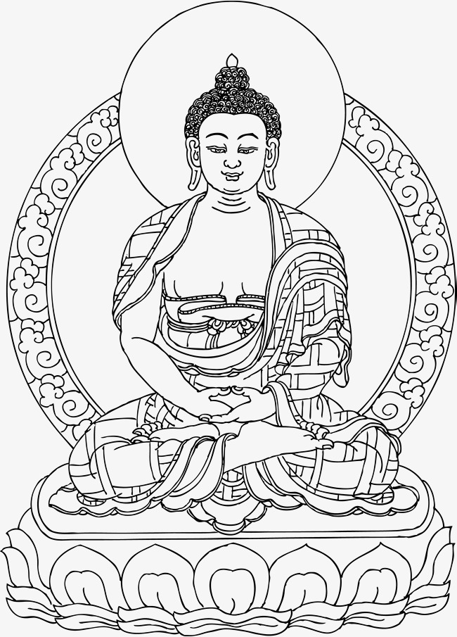 650x905 Black And White Line Drawing Of Buddha, Buddhism, Hand Painted