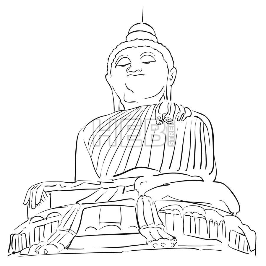 900x900 Big Buddha Phuket Outline Sketch Hebstreits