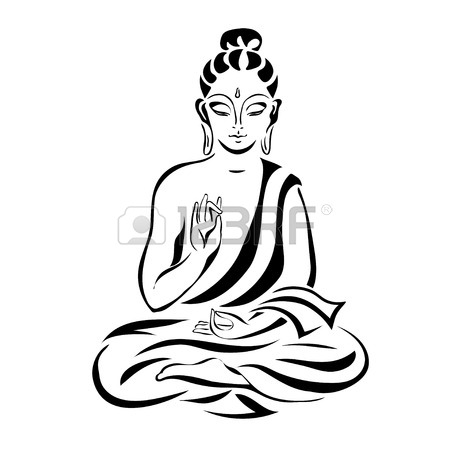450x450 Hand Drawn Monochrome Isolated Buddha Head, Which Is In Deep