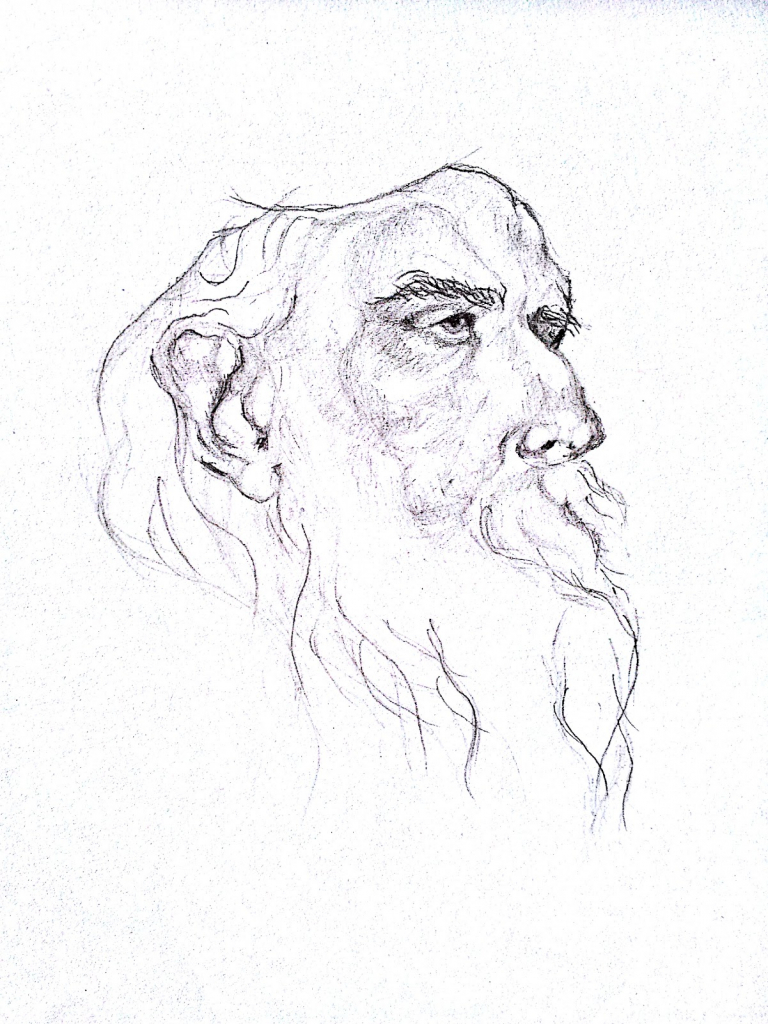 768x1024 Rabindranath Tagore Pencil Sketch