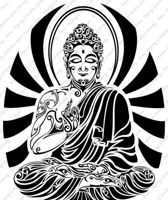 702x832 Black Ink Spiritual Tribal Buddha Tattoo Design Truetattoos