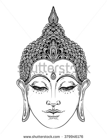 362x470 Buddha Over Ornate Mandala Round Pattern. Vector Illustration