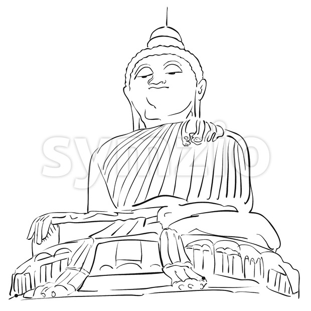 620x620 Big Buddha Phuket Outline Sketch Vector Illustration 119119