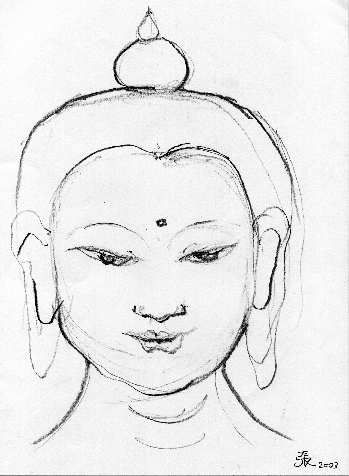 349x476 Buddha Face Drawing