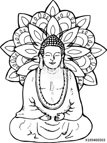 375x500 Illustration A Meditating Buddha. Mandala In The Style