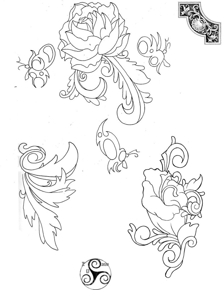 786x1017 Tattoo Line Drawings 2 By Klyde Chroma