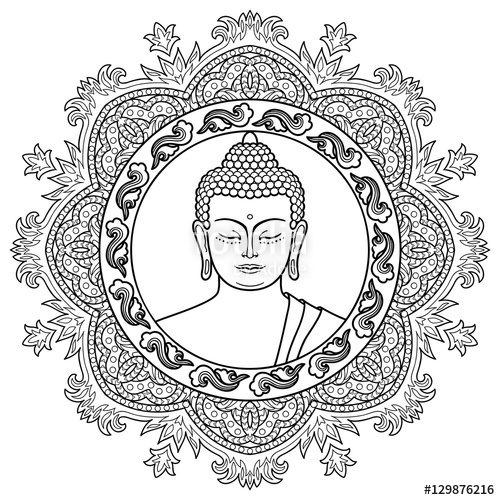500x500 Buddha Head On Mandala Background Stock Image And Royalty Free