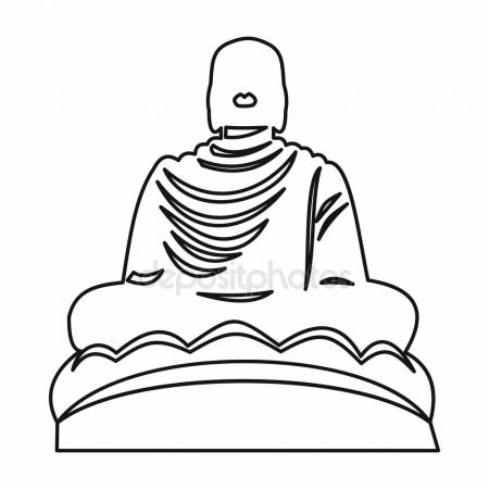 450x450 Drawing Of A Buddha Statue Stock Vector Amekamura