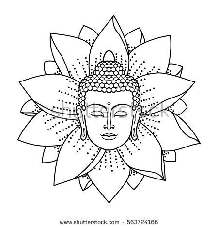 450x470 Buddha Head And Lotus Isolated On White Background. Sign