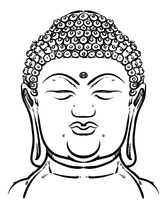 570x713 Thai Buddha Head Isolated. Esoteric Vintage Hand Draw Vector