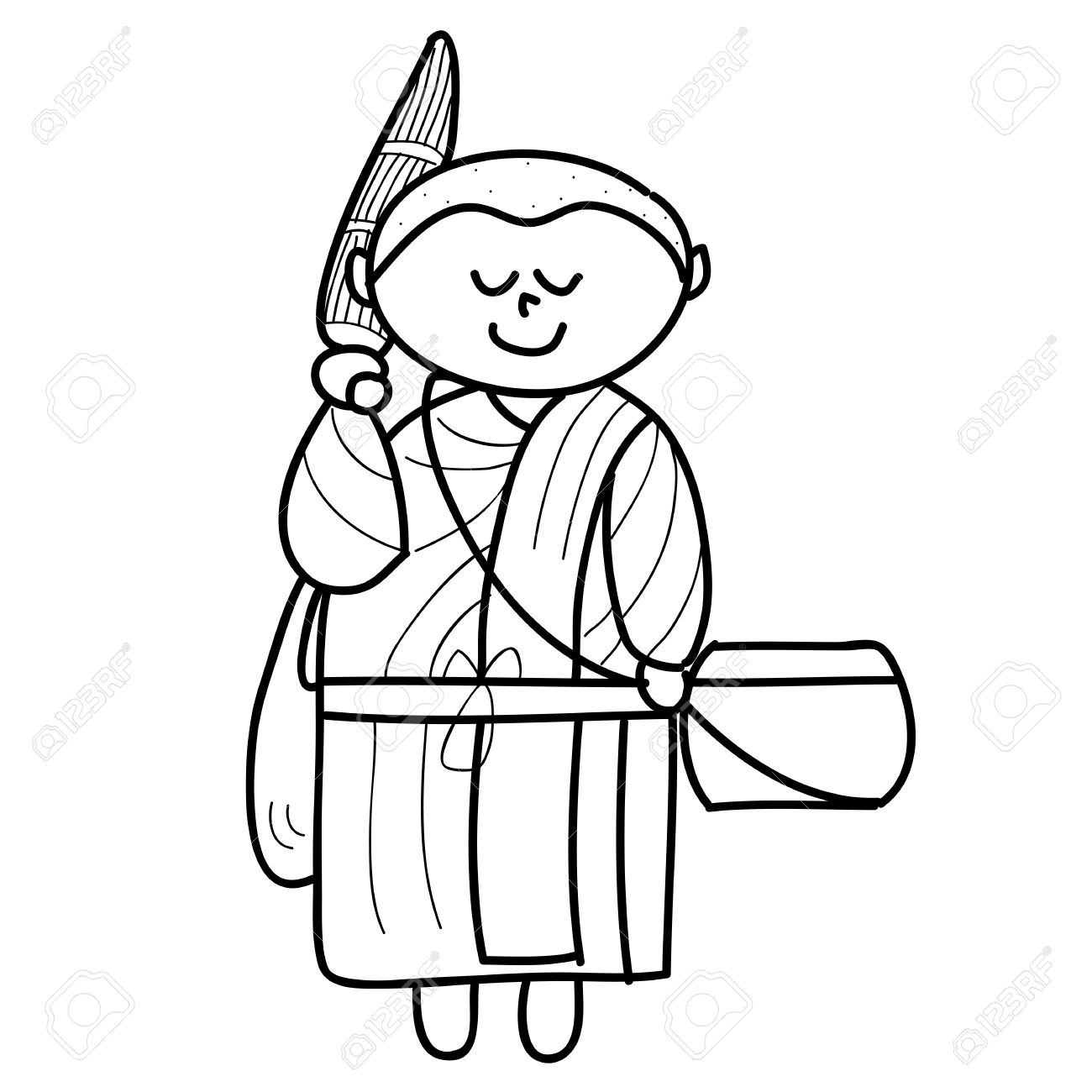 1300x1300 Cartoon Hand Drawing Buddhist Monks Ritual Royalty Free Cliparts