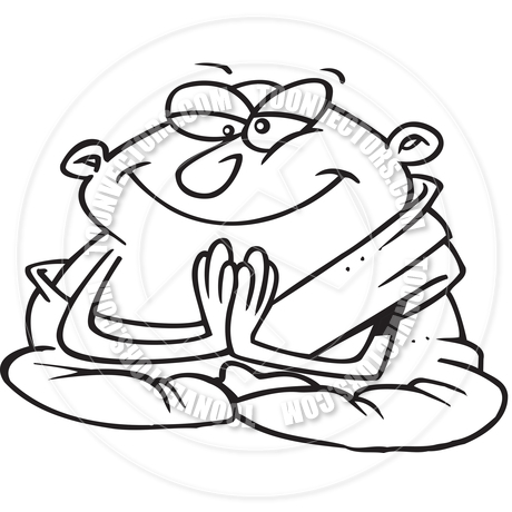 460x460 Cartoon Buddhist Monk (Black And White Line Art) By Ron Leishman