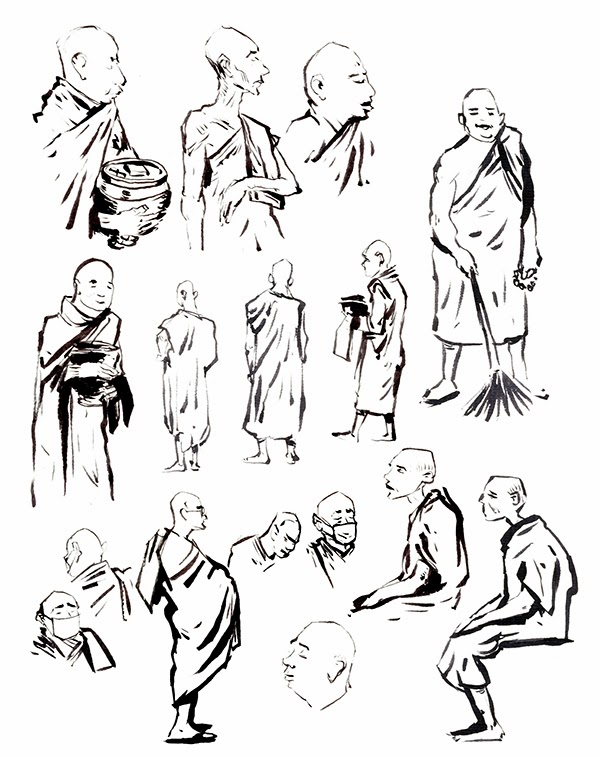 600x757 Erik Petri Illustration Buddhist Monks And Monestry, Inwa, Nov 12