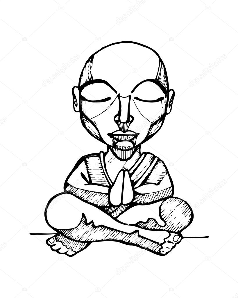 819x1024 Meditating Buddhist Monk Stock Vector Bernardojbp