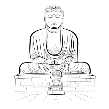 450x450 Drawing Buddha Head. Vector Illustration Royalty Free Cliparts