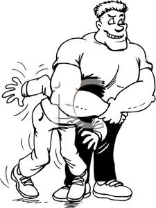 225x300 Buff Man Picking On A Scrawny Kid Clipart Image