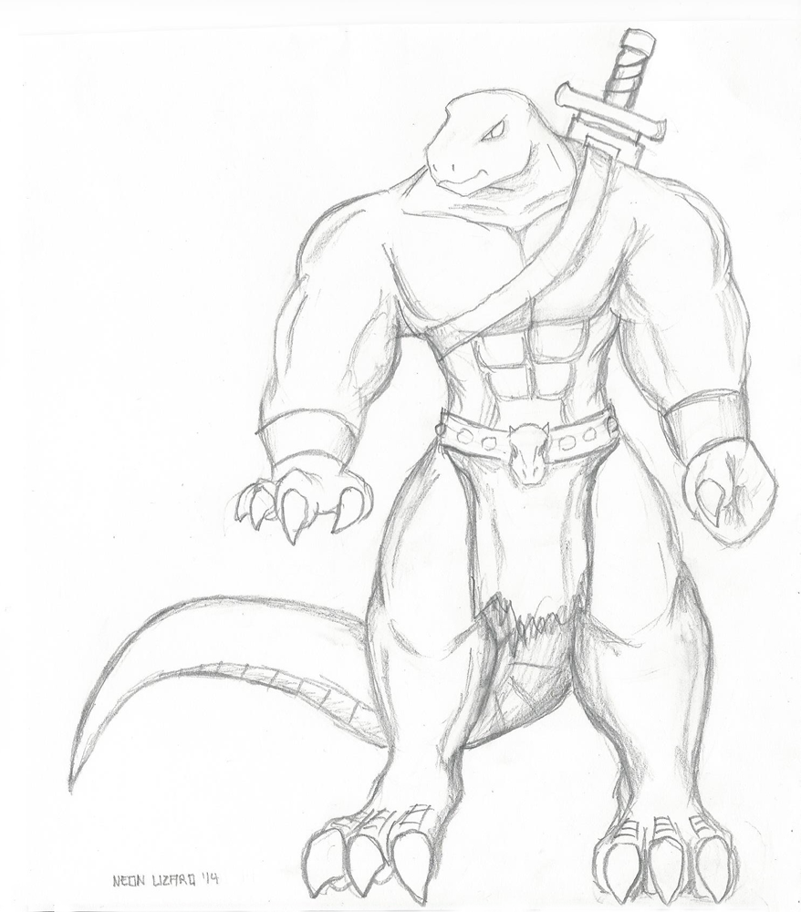 878x1000 Lizardman Barbarian Weasyl