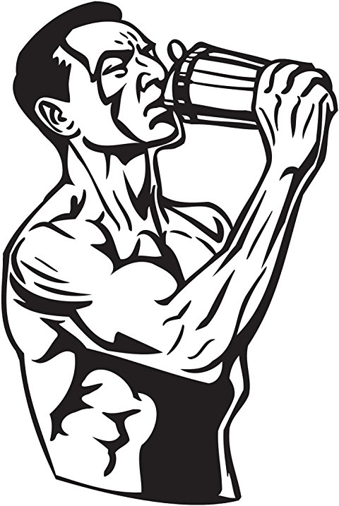 480x717 Muscle Buff Man With Protein Blender Vinyl Decal