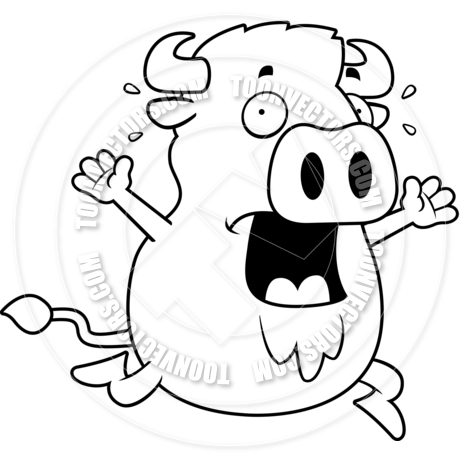 460x460 Cartoon Buffalo Panic (Black And White Line Art) By Cory Thoman