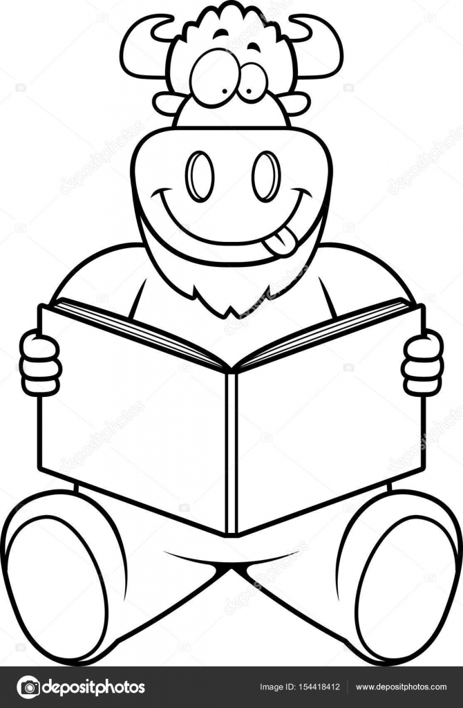 670x1024 Cartoon Buffalo Reading Stock Vector Cthoman
