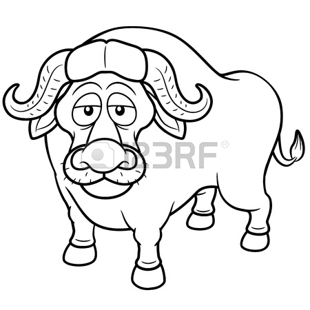 450x450 Vector Illustration Of African Buffalo Cartoon