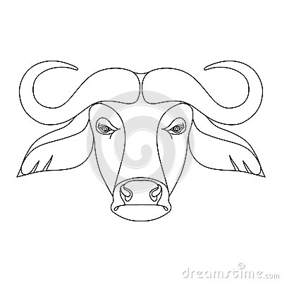 400x400 Isolated Black Outline Head Of Buffalo On White Background Line