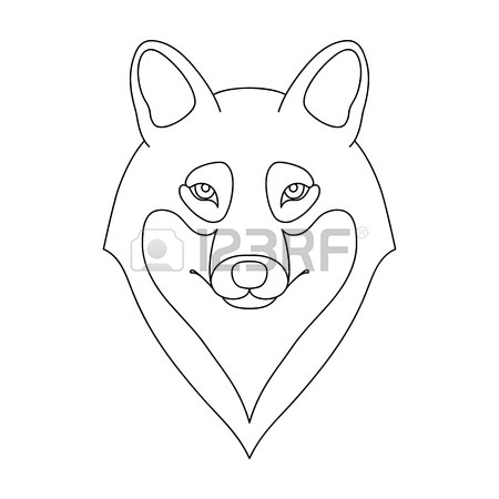 450x450 Isolated Black Outline Head Of Buffalo On White Background. Line