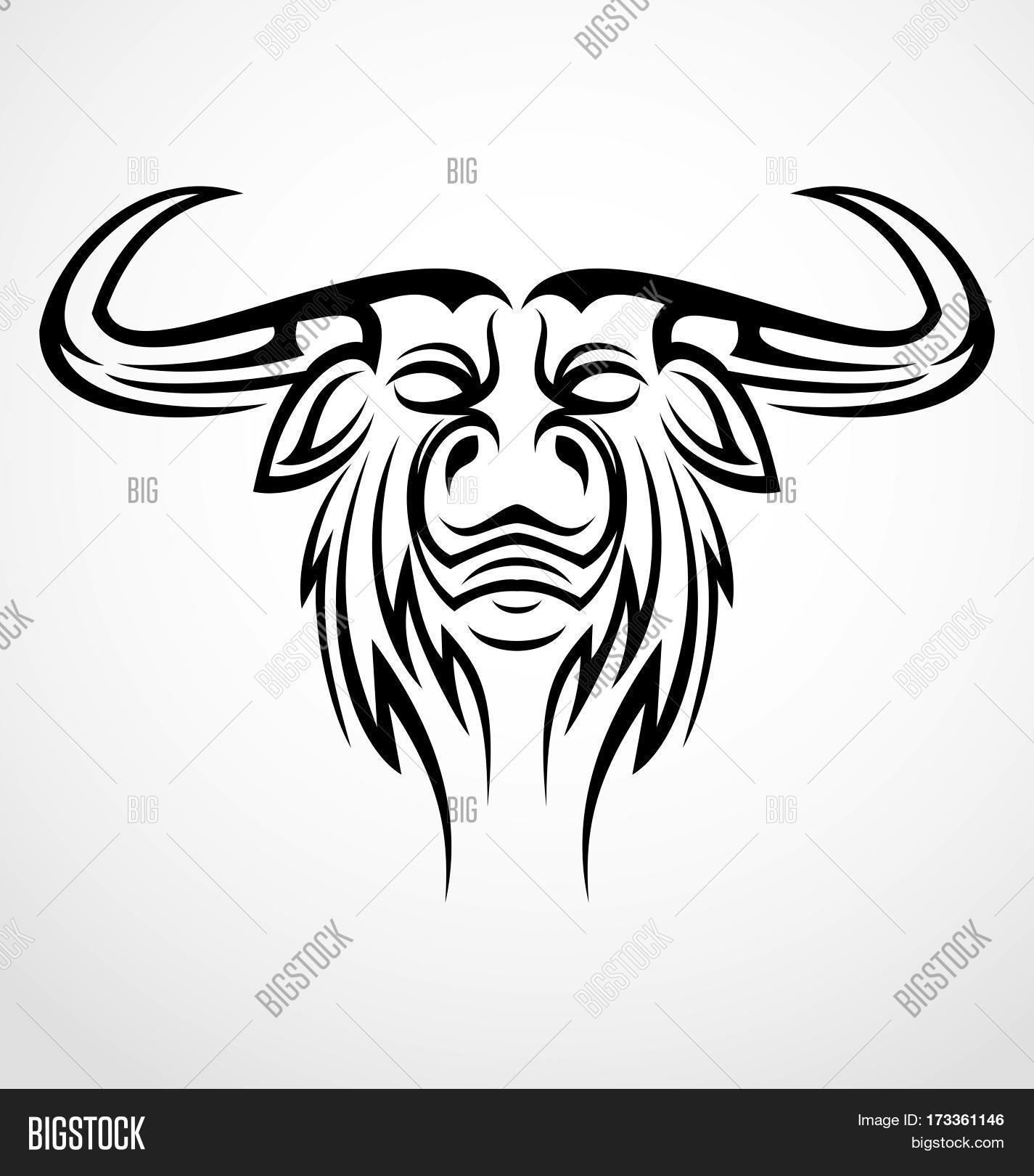 1425x1620 Buffalo Head Tribal Tattoo Design Vector Amp Photo Bigstock