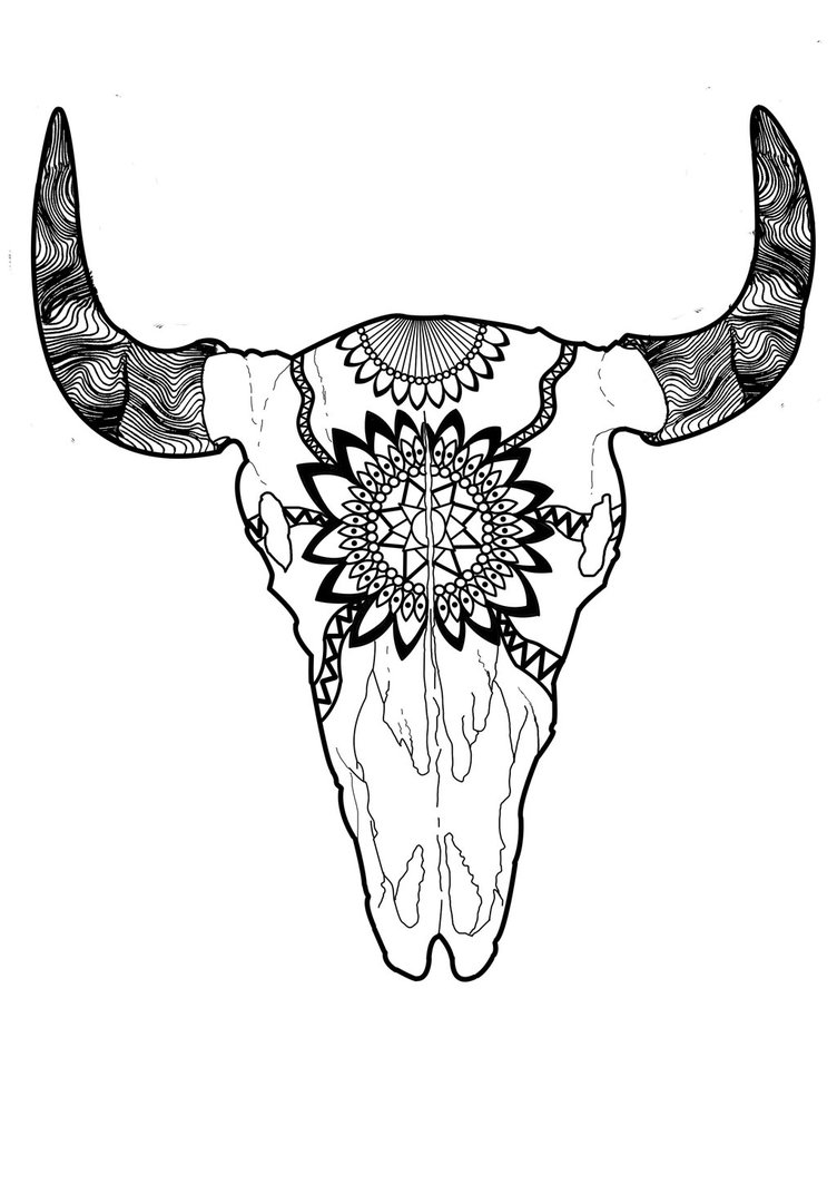 752x1063 Buffalo Skull Tattoo Drawing Pictures To Pin