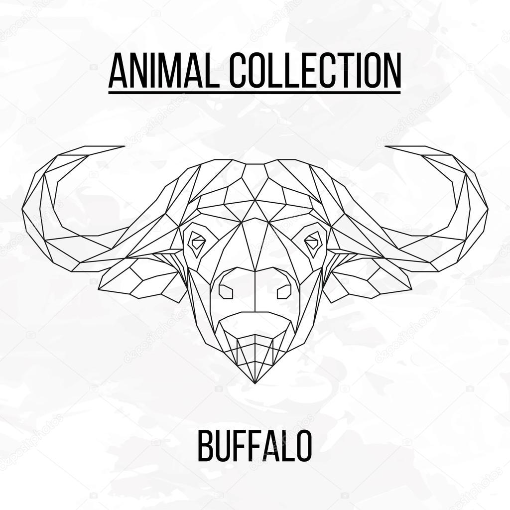 1024x1024 Geometric Buffalo Head Stock Vector