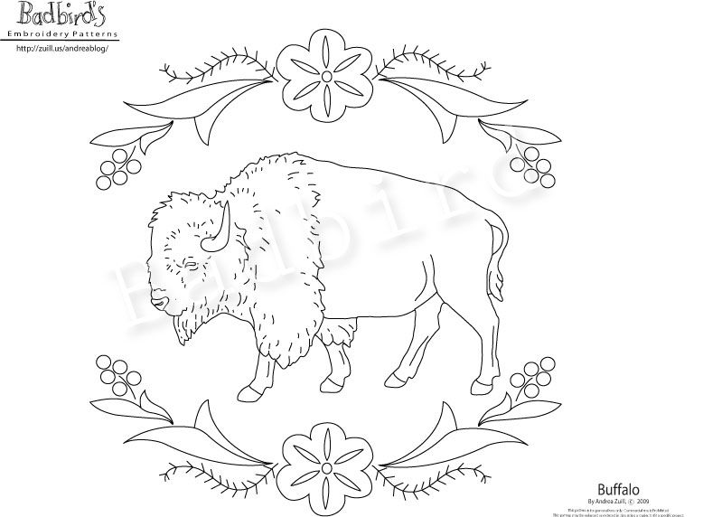778x572 Buffalo By Andrea Zuill Badbird's Embroidery Patterns