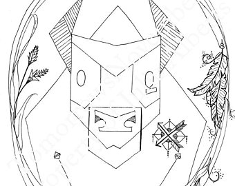 340x270 Bear Line Drawing Etsy