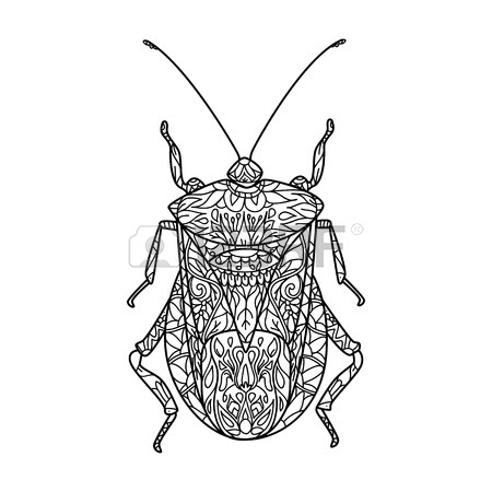 450x450 Bug Vector Illustration In Style. Contour Drawing. Illustration