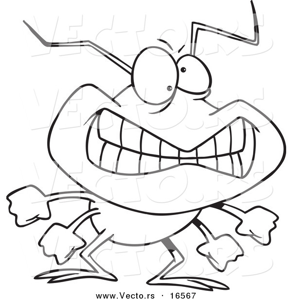 600x620 Vector Of A Cartoon Grinning Bad Bug