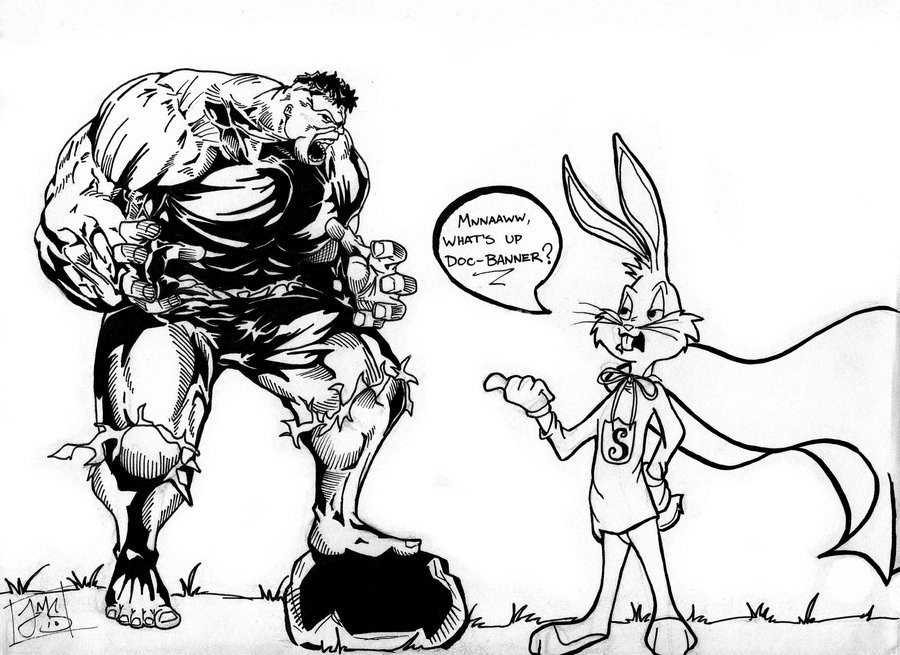 900x655 Hulk Vs Bugs Bunny By Thewarsh