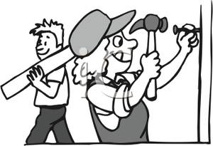 300x205 Image A Man And A Woman Building A House