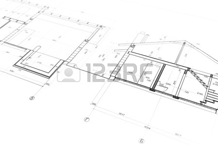 450x300 House Building Construction Plan As Blueprints Series Stock Photo